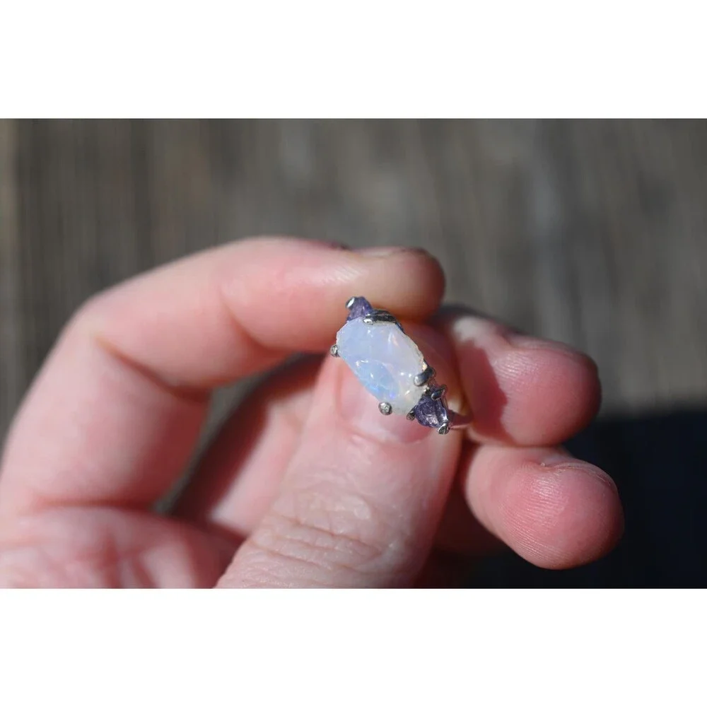 Engagement ring Opal and tanzanite ring American made
